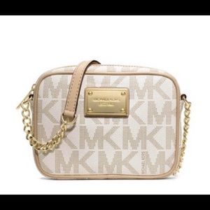 White MK cross body purse